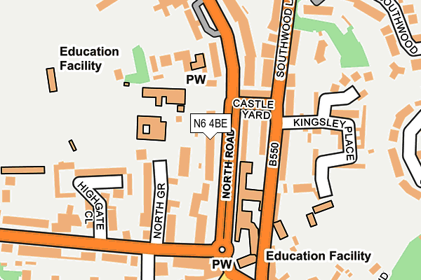 N6 4BE map - OS OpenMap – Local (Ordnance Survey)