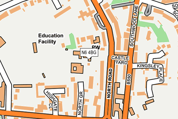 N6 4BG map - OS OpenMap – Local (Ordnance Survey)