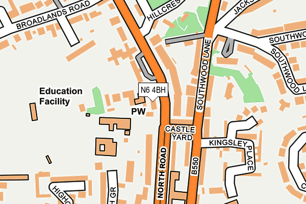 N6 4BH map - OS OpenMap – Local (Ordnance Survey)