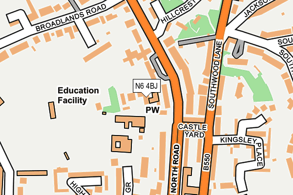 N6 4BJ map - OS OpenMap – Local (Ordnance Survey)