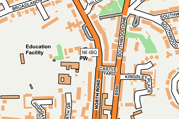 N6 4BQ map - OS OpenMap – Local (Ordnance Survey)