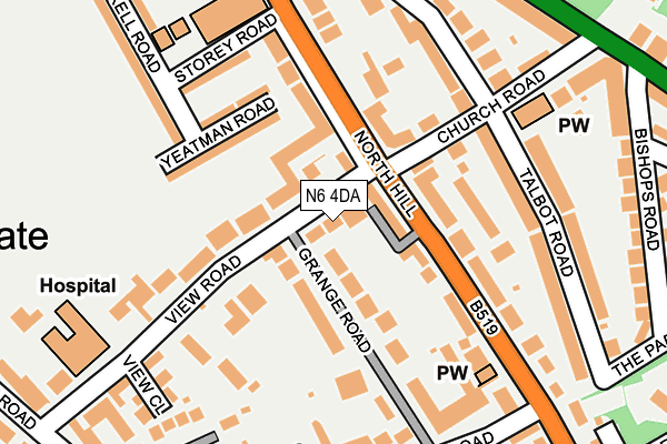 N6 4DA map - OS OpenMap – Local (Ordnance Survey)