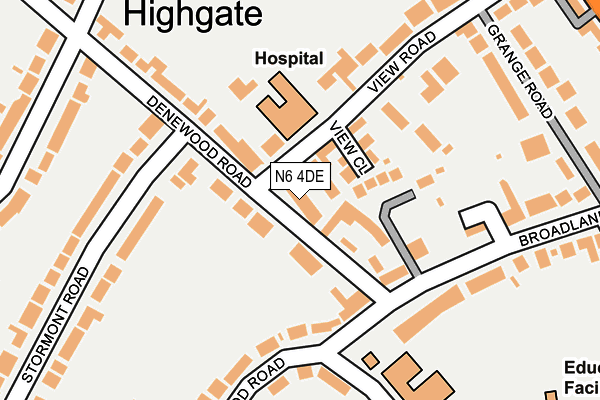 N6 4DE map - OS OpenMap – Local (Ordnance Survey)