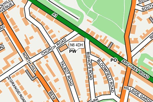 N6 4DH map - OS OpenMap – Local (Ordnance Survey)