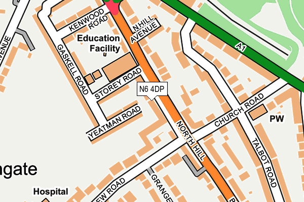 N6 4DP map - OS OpenMap – Local (Ordnance Survey)