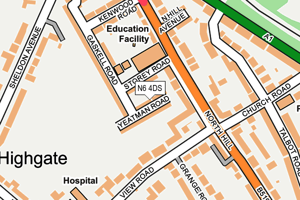 N6 4DS map - OS OpenMap – Local (Ordnance Survey)