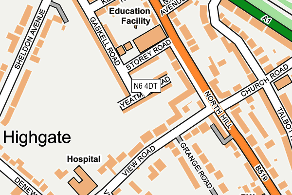 N6 4DT map - OS OpenMap – Local (Ordnance Survey)