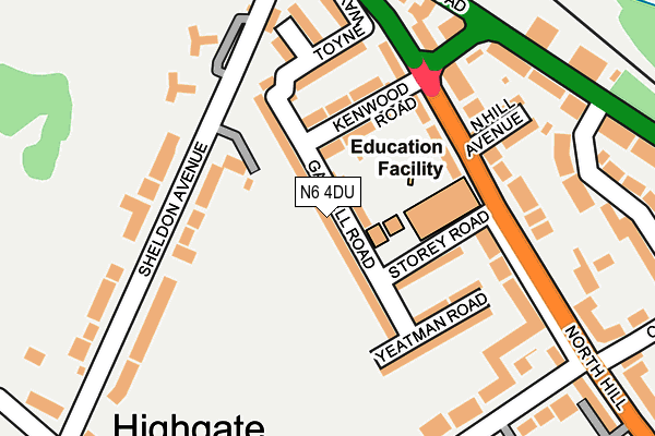 N6 4DU map - OS OpenMap – Local (Ordnance Survey)