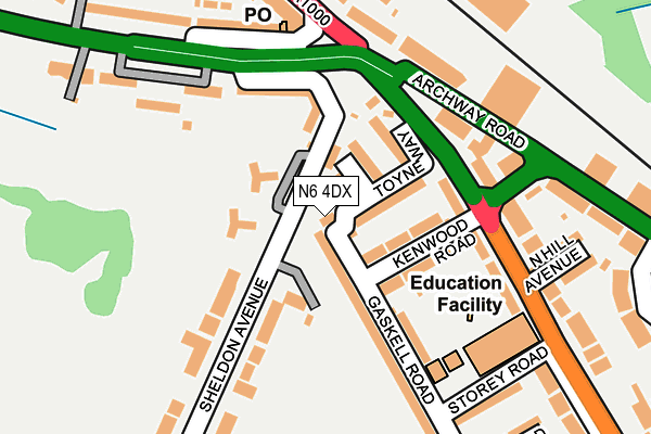 N6 4DX map - OS OpenMap – Local (Ordnance Survey)