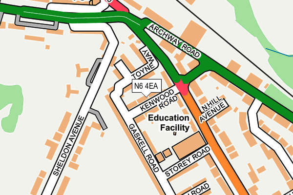 N6 4EA map - OS OpenMap – Local (Ordnance Survey)