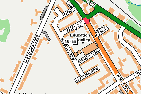 N6 4EB map - OS OpenMap – Local (Ordnance Survey)