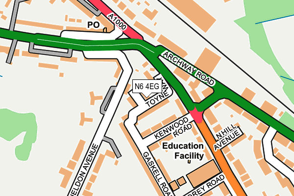 N6 4EG map - OS OpenMap – Local (Ordnance Survey)