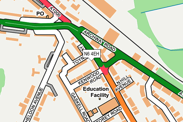 N6 4EH map - OS OpenMap – Local (Ordnance Survey)