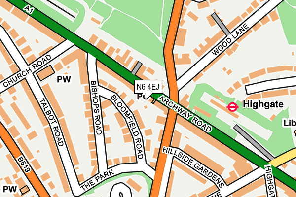 N6 4EJ map - OS OpenMap – Local (Ordnance Survey)