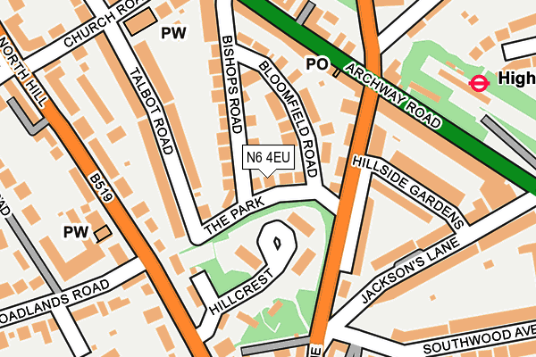 N6 4EU map - OS OpenMap – Local (Ordnance Survey)