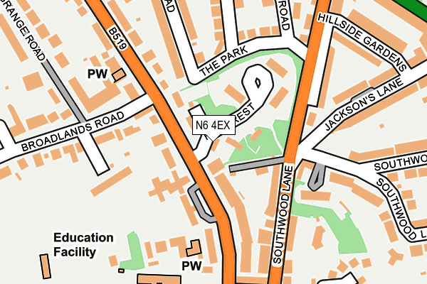 N6 4EX map - OS OpenMap – Local (Ordnance Survey)