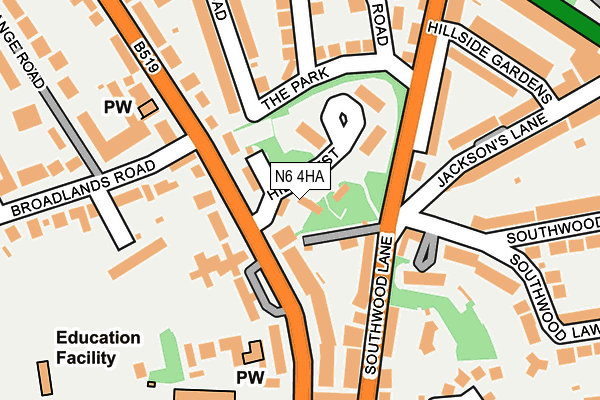 N6 4HA map - OS OpenMap – Local (Ordnance Survey)