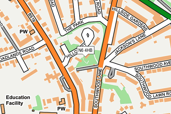 N6 4HB map - OS OpenMap – Local (Ordnance Survey)