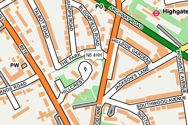 N6 4HH map - OS OpenMap – Local (Ordnance Survey)