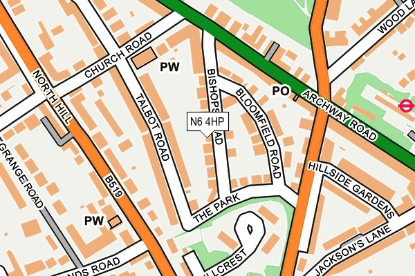 N6 4HP map - OS OpenMap – Local (Ordnance Survey)