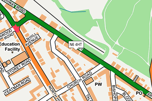 N6 4HT map - OS OpenMap – Local (Ordnance Survey)