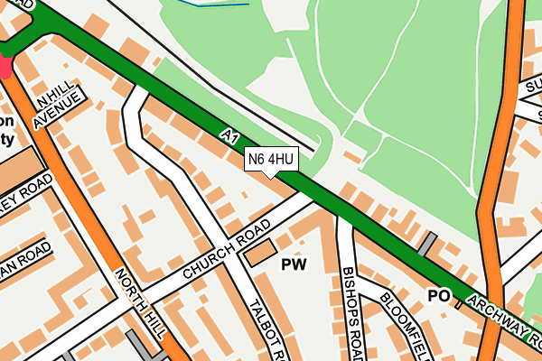 N6 4HU map - OS OpenMap – Local (Ordnance Survey)