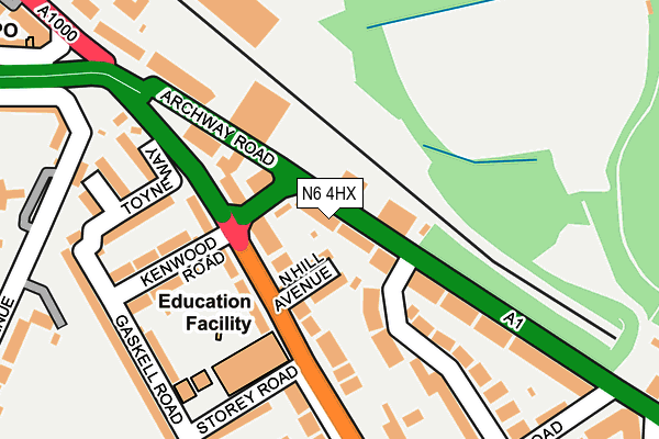 N6 4HX map - OS OpenMap – Local (Ordnance Survey)