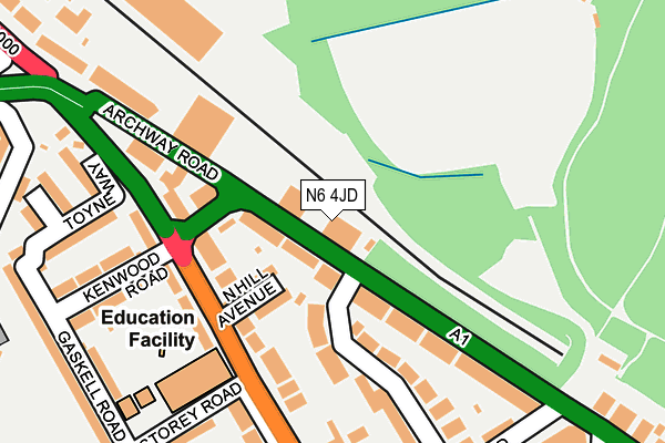 N6 4JD map - OS OpenMap – Local (Ordnance Survey)