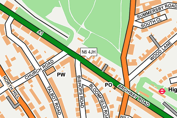 N6 4JH map - OS OpenMap – Local (Ordnance Survey)