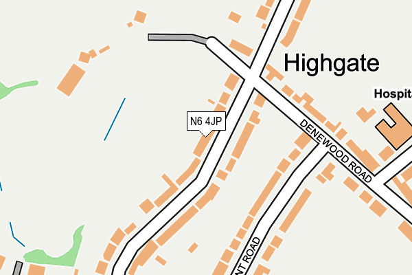 N6 4JP map - OS OpenMap – Local (Ordnance Survey)