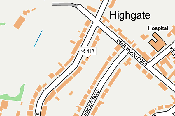 N6 4JR map - OS OpenMap – Local (Ordnance Survey)