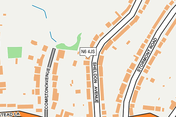 N6 4JS map - OS OpenMap – Local (Ordnance Survey)