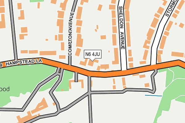 N6 4JU map - OS OpenMap – Local (Ordnance Survey)