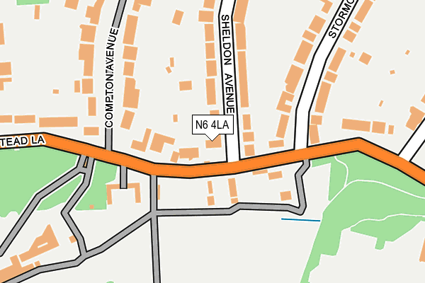 N6 4LA map - OS OpenMap – Local (Ordnance Survey)