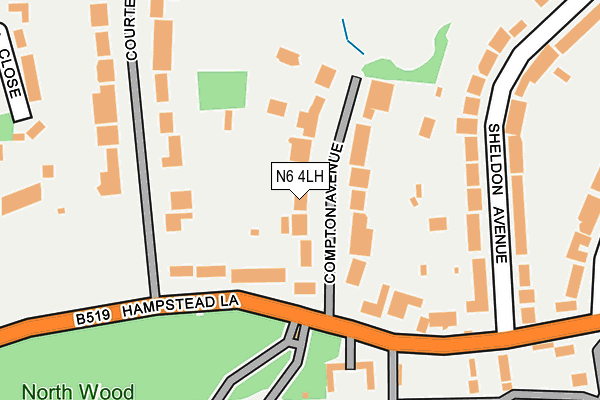 N6 4LH map - OS OpenMap – Local (Ordnance Survey)