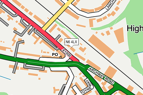 N6 4LX map - OS OpenMap – Local (Ordnance Survey)