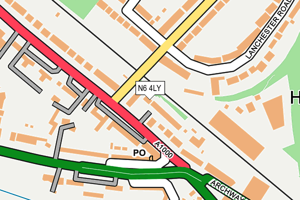 N6 4LY map - OS OpenMap – Local (Ordnance Survey)