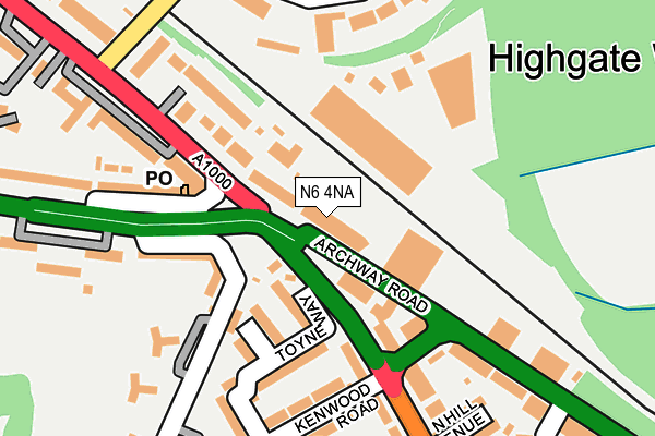N6 4NA map - OS OpenMap – Local (Ordnance Survey)