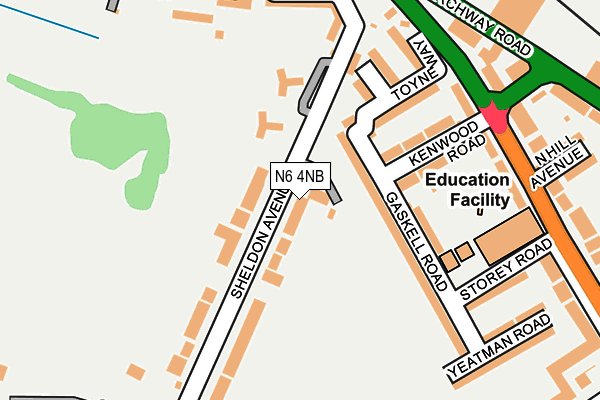 N6 4NB map - OS OpenMap – Local (Ordnance Survey)