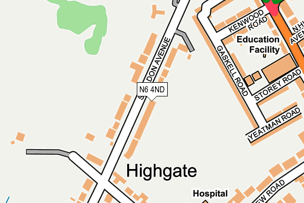 N6 4ND map - OS OpenMap – Local (Ordnance Survey)