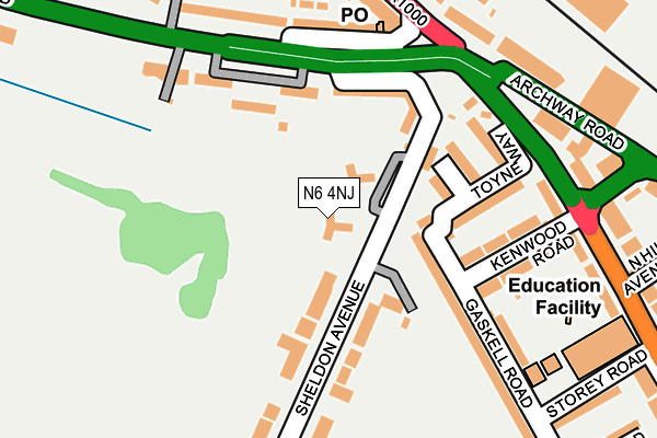 N6 4NJ map - OS OpenMap – Local (Ordnance Survey)