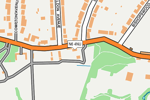 N6 4NU map - OS OpenMap – Local (Ordnance Survey)