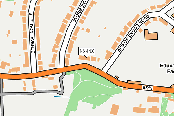 N6 4NX map - OS OpenMap – Local (Ordnance Survey)