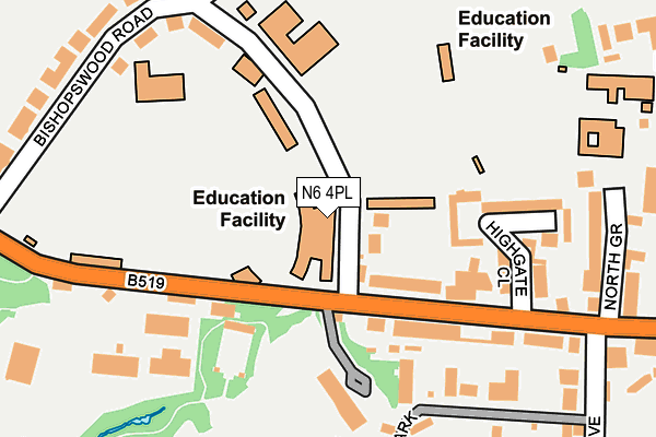 N6 4PL map - OS OpenMap – Local (Ordnance Survey)