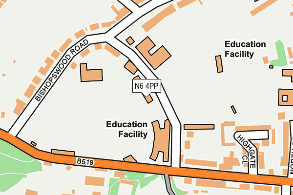 N6 4PP map - OS OpenMap – Local (Ordnance Survey)