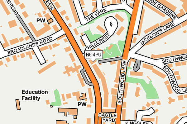 N6 4PU map - OS OpenMap – Local (Ordnance Survey)