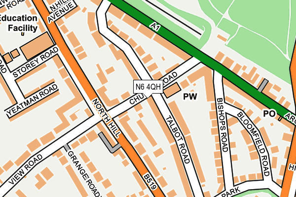 N6 4QH map - OS OpenMap – Local (Ordnance Survey)