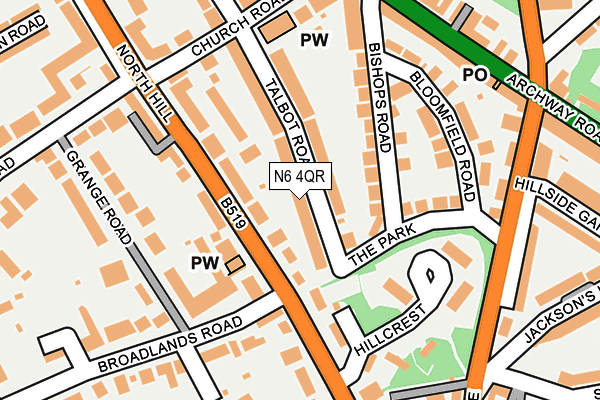 N6 4QR map - OS OpenMap – Local (Ordnance Survey)