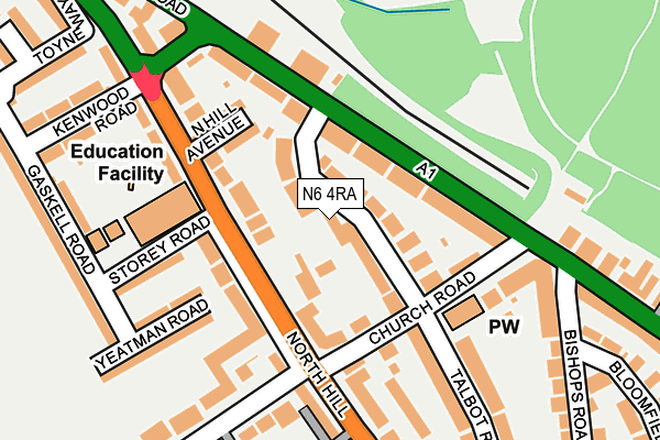 N6 4RA map - OS OpenMap – Local (Ordnance Survey)