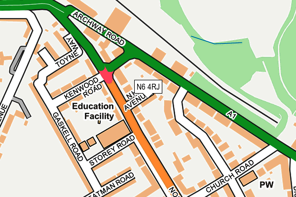 N6 4RJ map - OS OpenMap – Local (Ordnance Survey)